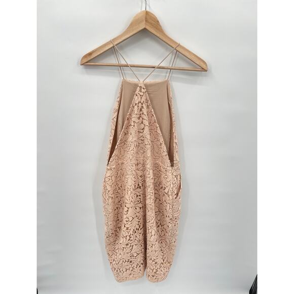 AIRLIE NWT Isolla Blush Lace Midi Strappy Halter Dress // 10 - Picture 11 of 13
